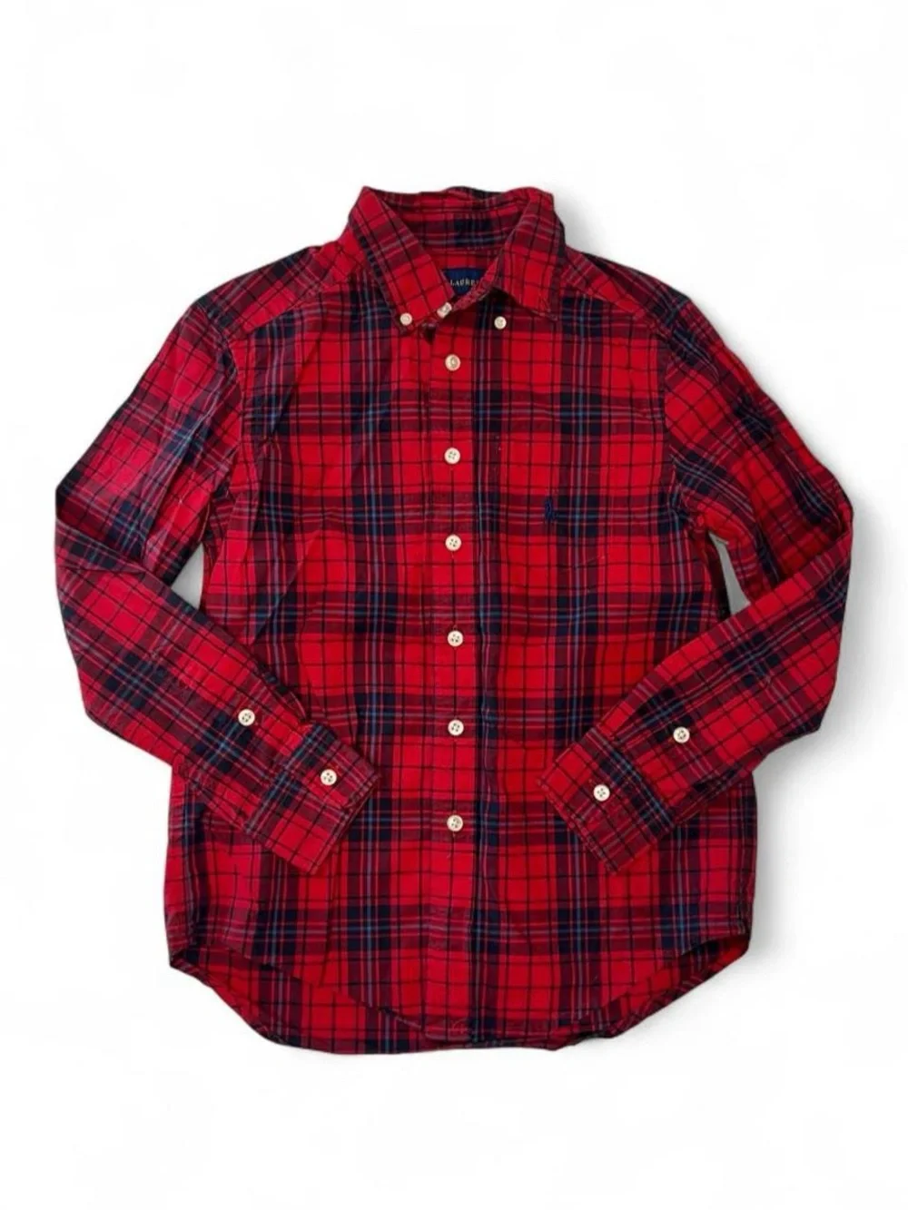 Ralph Lauren Boys Small 8 Plaid Long Sleeve Button Up